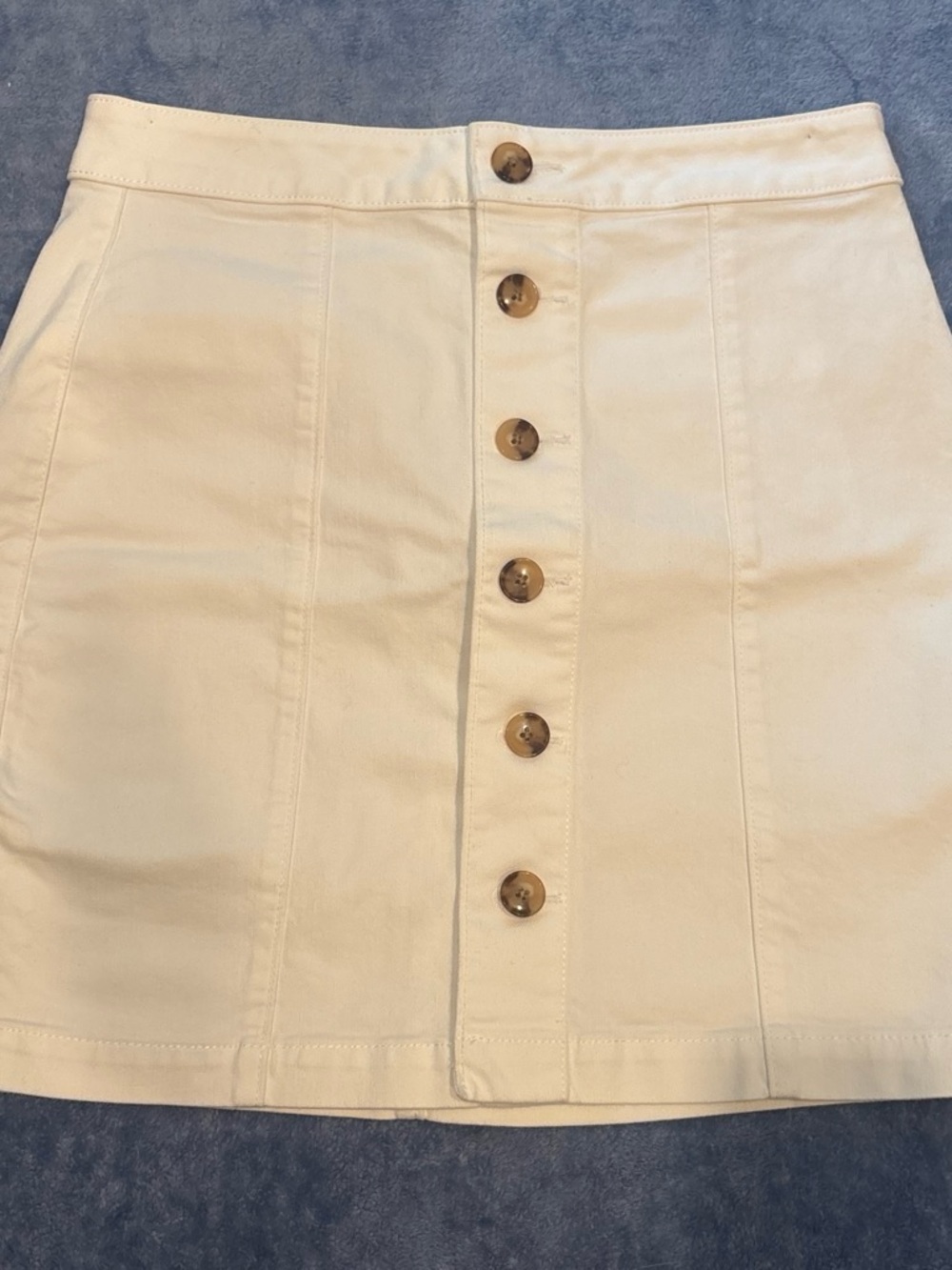 LOFT cream white Button-Front Mini Skirt